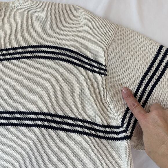 Polo Ralph Lauren White with Blue Stripes Sweater 100% Cotton Men’s Size XL - Picture 13 of 16